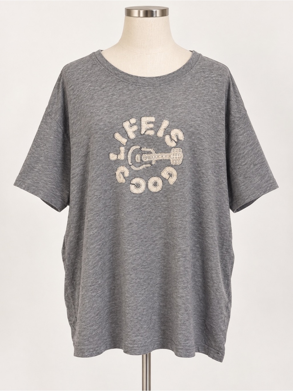 Life is Good Gray Guitar Graphic Tee Relaxed Fit Short Sleeve